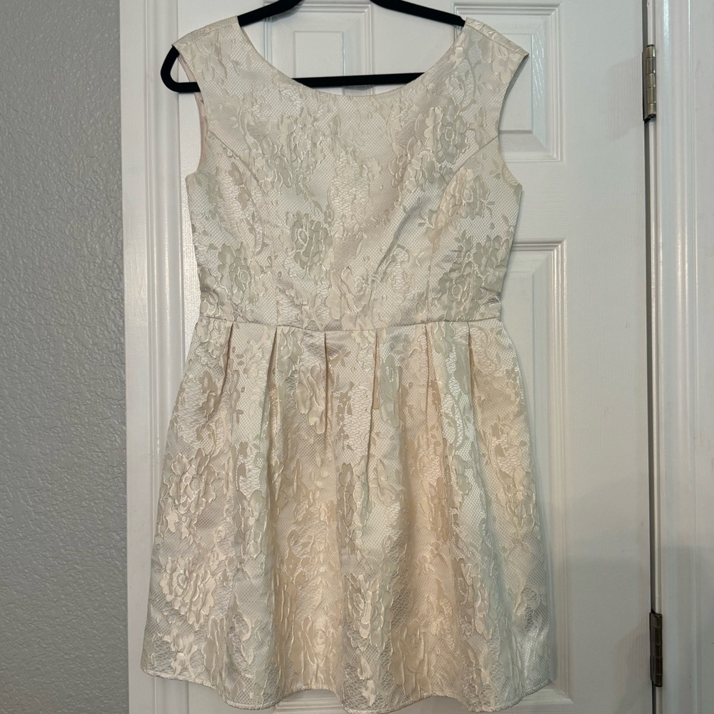 Cream fit and flare dress